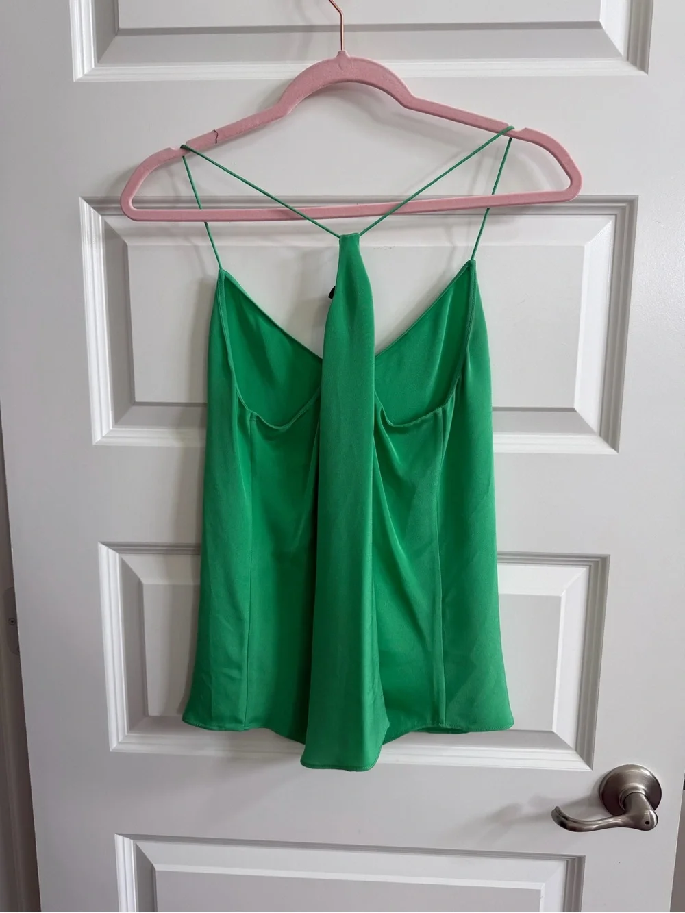 J. Crew Emerald Green Spaghetti Strap V-Neck Cami 100% Silk Sz 4